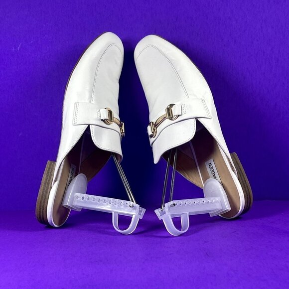 Steve Madden Women's Wintour White Leather Square Toe Mules Shoe Size 10 - Picture 6 of 8